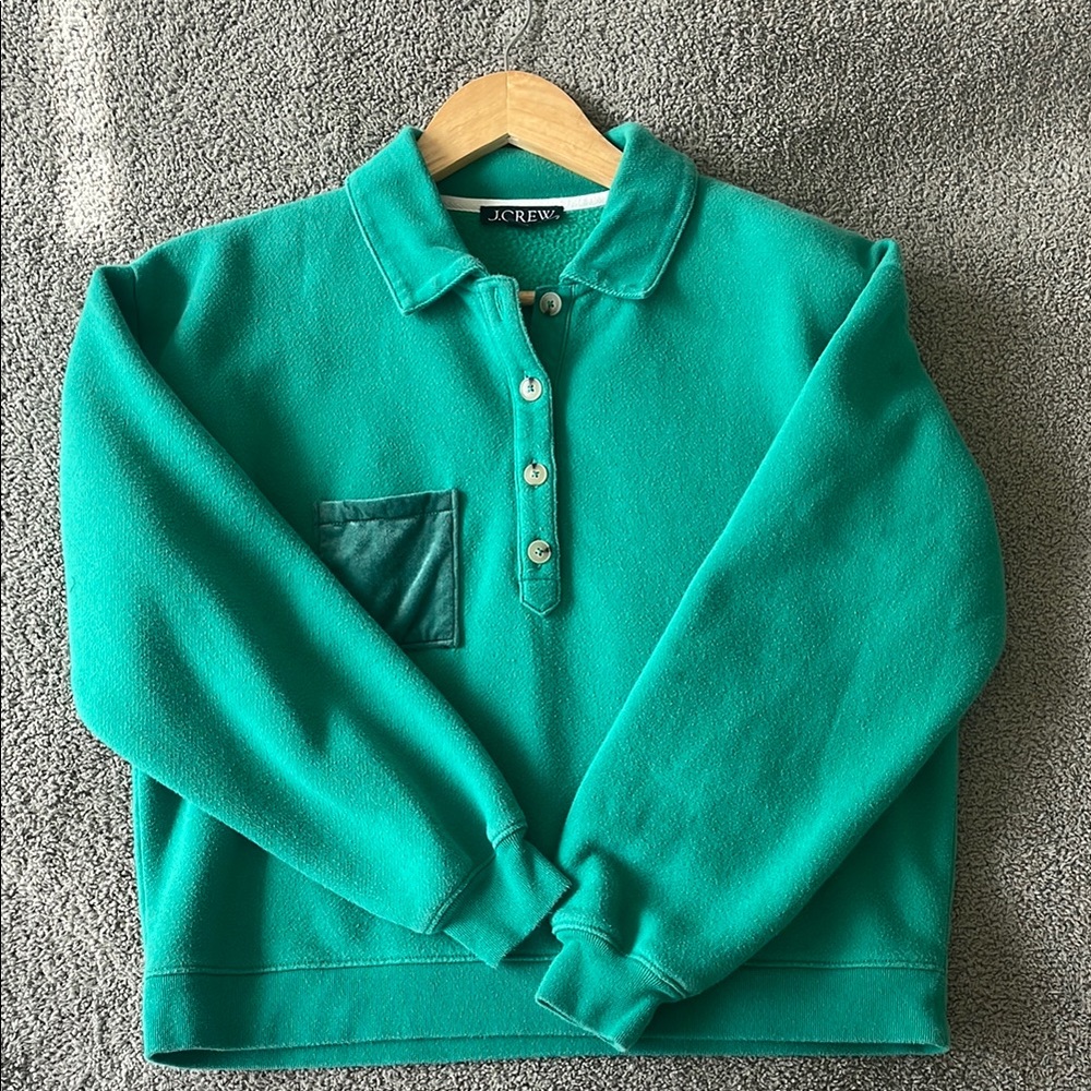 J.Crew Turquoise Button-Up Sweatshirt